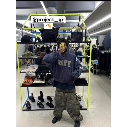 cleanfit海军假两件重磅连帽卫衣