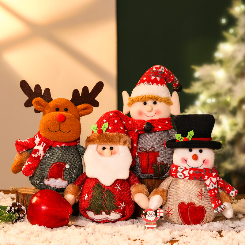 圣诞节歌德麻绣束口苹果袋平安夜圣诞老人礼物袋平安果礼品包装袋