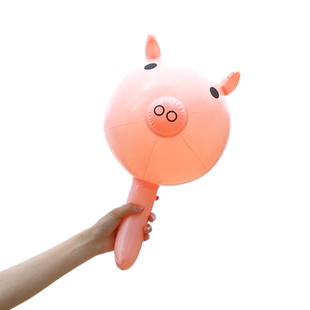 充气粉色猪头棒气球猪猪手持棒生日装饰场景布置儿童充气玩具摆摊