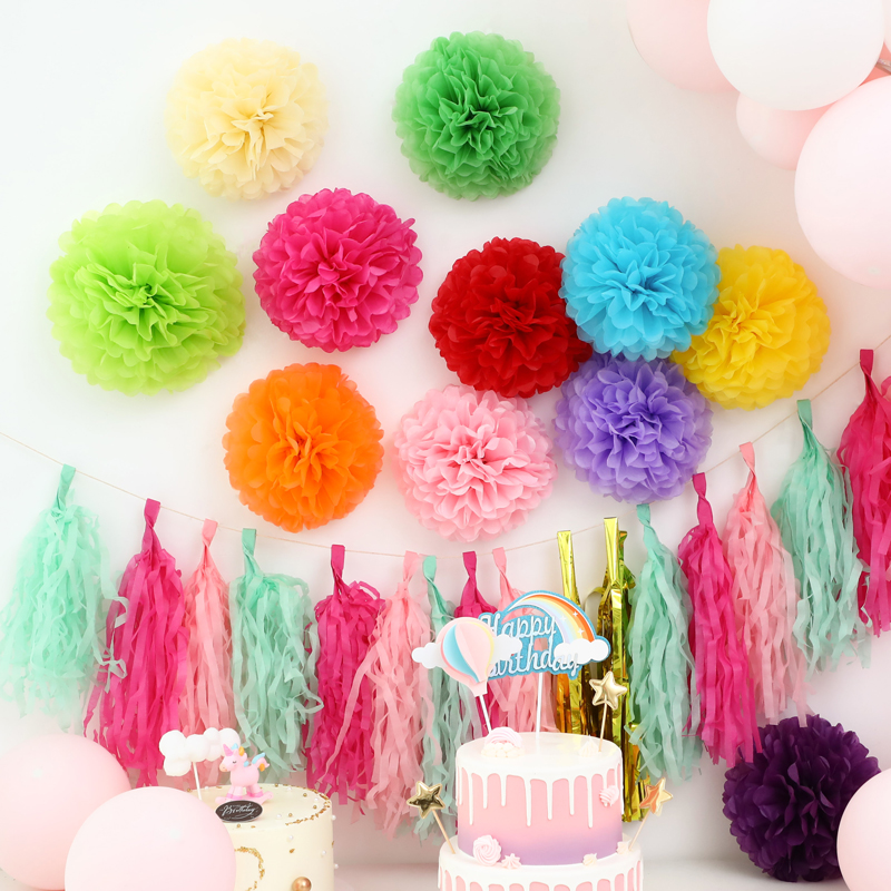 儿童宝宝生日派对装饰场景布置幼儿园教室挂饰挂件纸花球流苏装扮