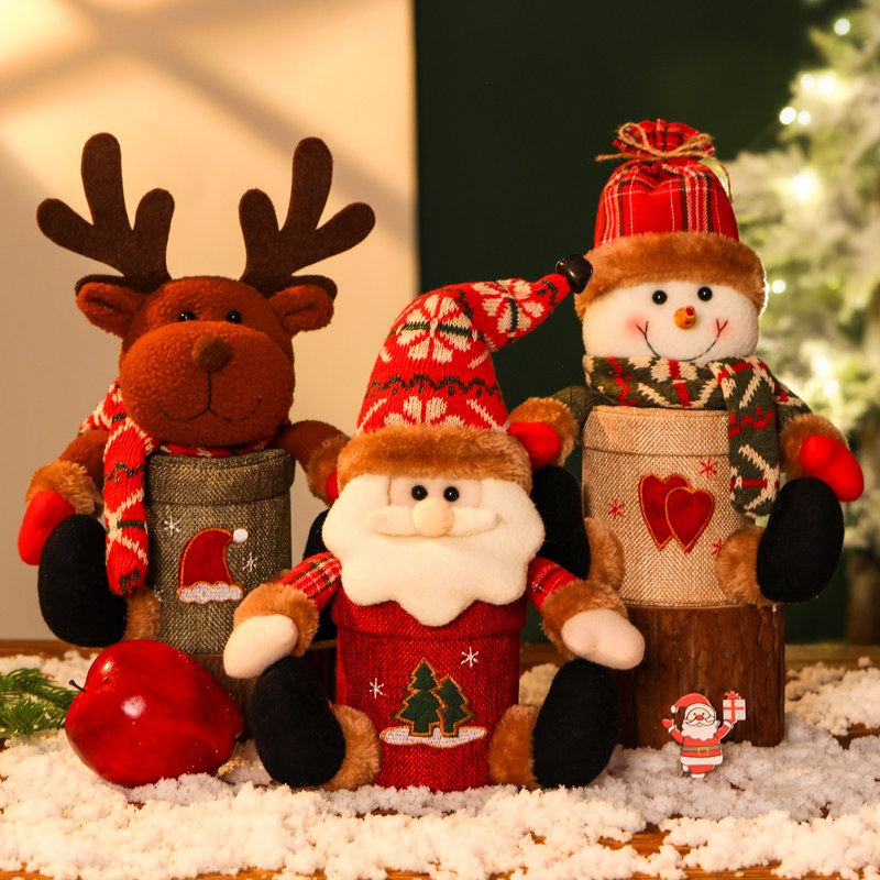 圣诞节新款歌德麻绣带脚苹果盒平安夜糖果礼物罐平安果包装礼品盒