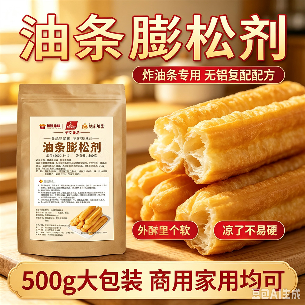 油条膨松剂改良剂蓬松增大柔软乳化剂无明矾铝酥脆剂摆摊油条500g