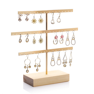 实木铁艺耳环架家用首饰收纳耳饰卡纸耳钉架子摆摊道具饰品展示架