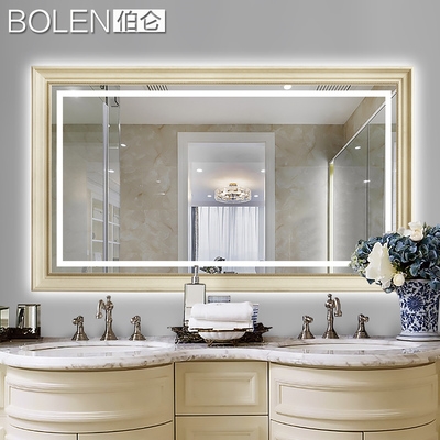 BOLEN欧式浴室镜智能led带灯卫生间镜子复古挂墙洗手间卫浴触摸屏