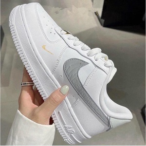 空军一号男款春秋真皮软面奶咖色板鞋AF1女鞋aj1莆田加绒运动潮鞋