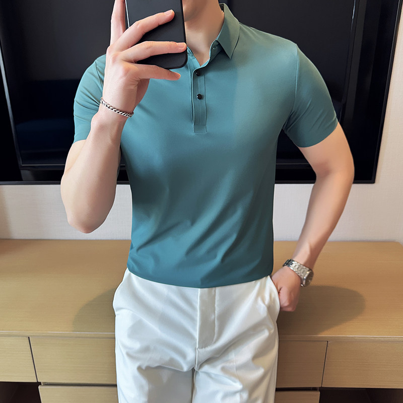 夏季男士PLO衫冰丝无痕高弹上衣男短袖1199-P45,男装Polo衫,星座1606