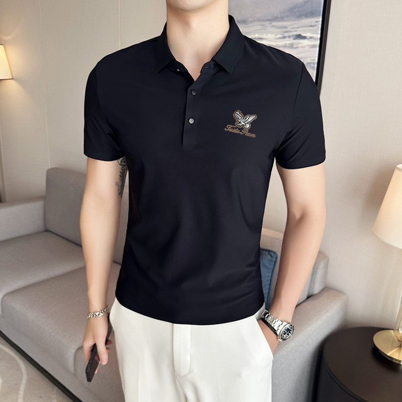 夏季男士PLO衫冰丝无痕刺绣高弹力上衣男短袖2206-P58,男装Polo衫,星座1606