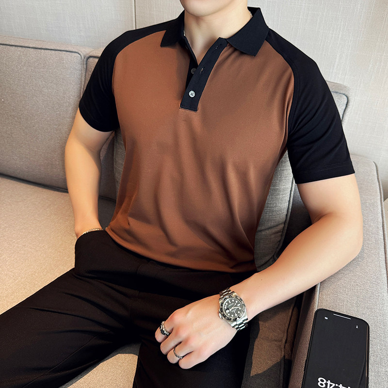 夏季男士PLO衫时尚拼色上衣短袖男2819-P55图片