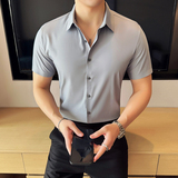 高级无痕衬衫商务修身短袖翻领衬衣男2811-P62，男装衬衫，星座1606