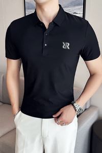 夏季男士PLO衫冰丝无痕刺绣高弹力上衣男短袖2207-P58图片