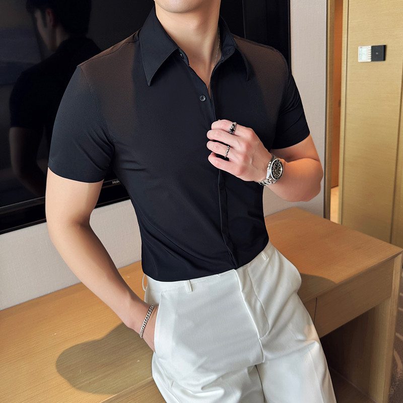 夏季薄款暗门襟大领衬衫商务休闲衬衣男短袖2816-P62,男装衬衫,星座1606