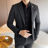 2024秋冬新款男士西服韩版修身条纹西装1606-8033-P205，男装西服套装，星座1606