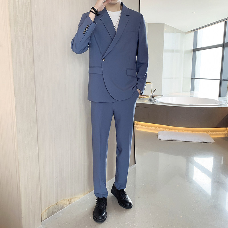 宽松休闲垂感男士西服两件套1606- 1606- P205图片