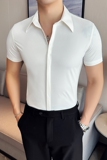 夏季薄款暗门襟大领衬衫商务休闲衬衣男短袖2816-P62，男装衬衫，星座1606