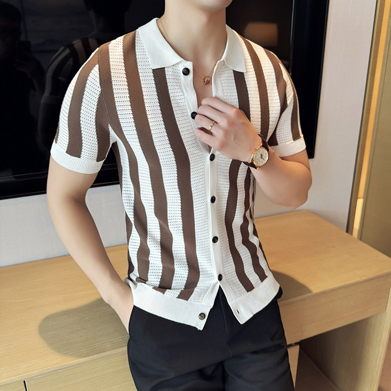 夏季男士短袖衬衫针织衫翻领上衣男1233-P62图片