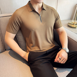华夫格冰丝无痕PLO衫拉链上衣男短袖2818-P63，男装Polo衫，星座1606