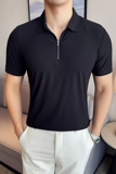 华夫格冰丝无痕PLO衫拉链上衣男短袖2815-P63，男装Polo衫，星座1606