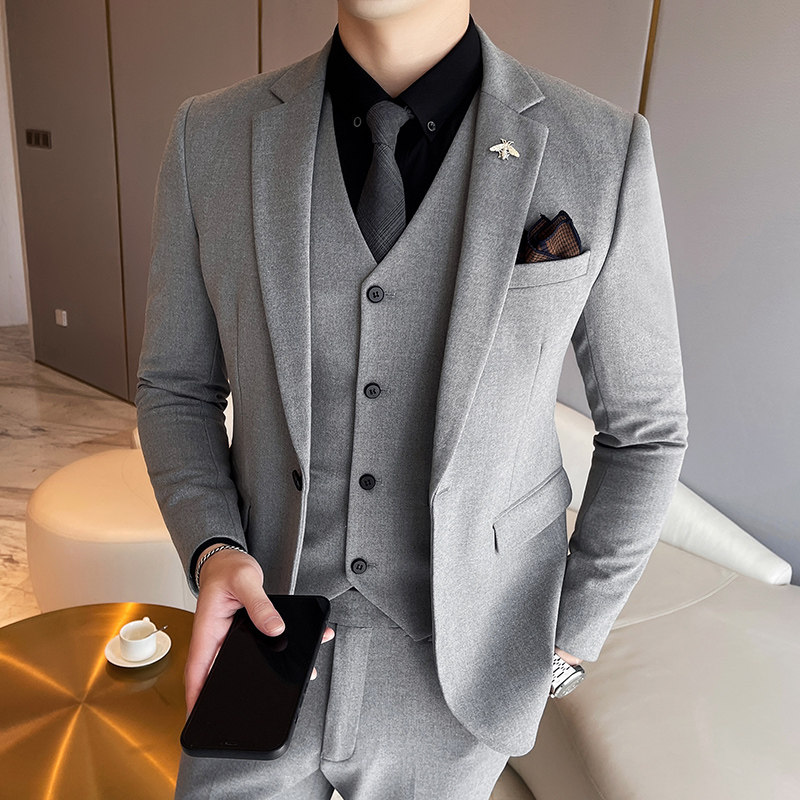 2024秋冬新款韩版修身商务西装三件套1606-8801-P235,男装西服套装,星座1606