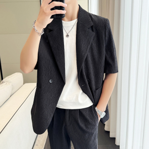 冰丝垂感西服宽松休闲直筒阔腿裤西装套装2306-P185图片