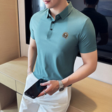 夏季男士PLO衫冰丝无痕刺绣高弹力上衣男短袖2203-P58，男装Polo衫，星座1606