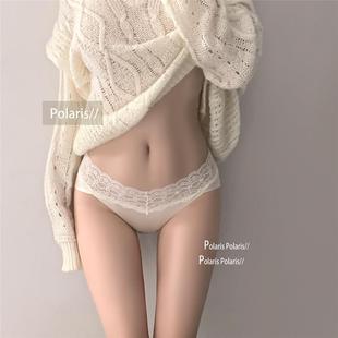 蕾丝内裤绸缎面丝滑透气低腰纯色棉裆高开叉性感2025新款三角裤女