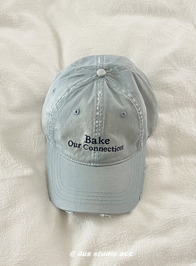 韩国ins磨毛做旧棒球帽女秋季新款软顶情侣遮阳鸭舌帽深顶显脸小