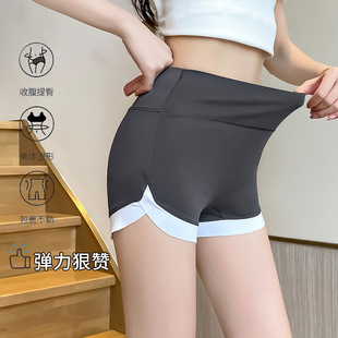 纯色三分无尴尬线鲨鱼裤女夏外穿薄款撞色打底裤高腰白边安全短裤