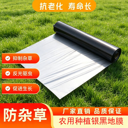 【厂家直销】银黑双色地膜反光薄膜果蔬药材夏季露天种植专用地膜