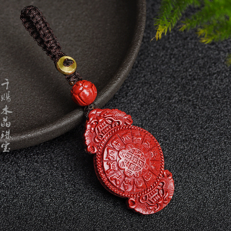 虎本命年帝王朱砂九宫八卦钥匙扣