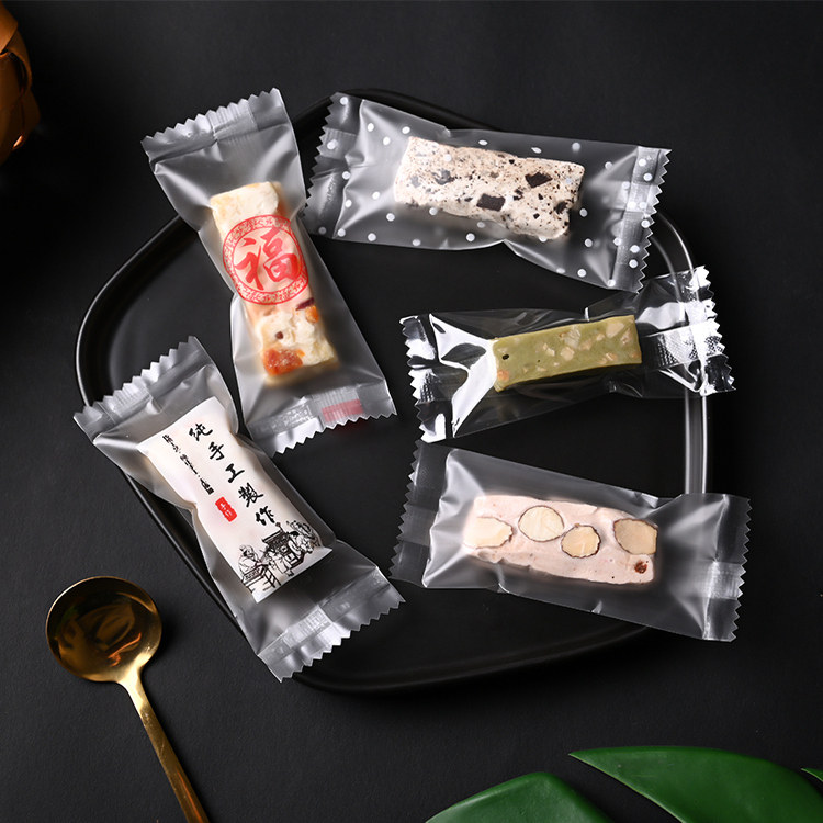磨砂糖果袋透明牛轧糖包装烘焙糖纸袋太妃糖机封袋独立包装糖果袋图片