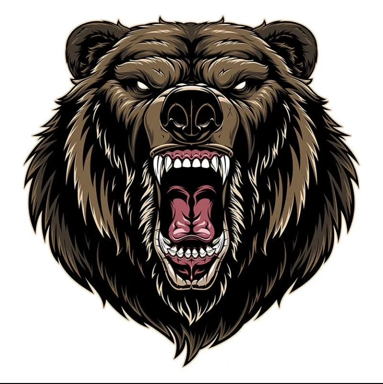 网红咆哮的棕熊肖像摩托车电动车装饰汽车贴纸防水的个性卡通车贴