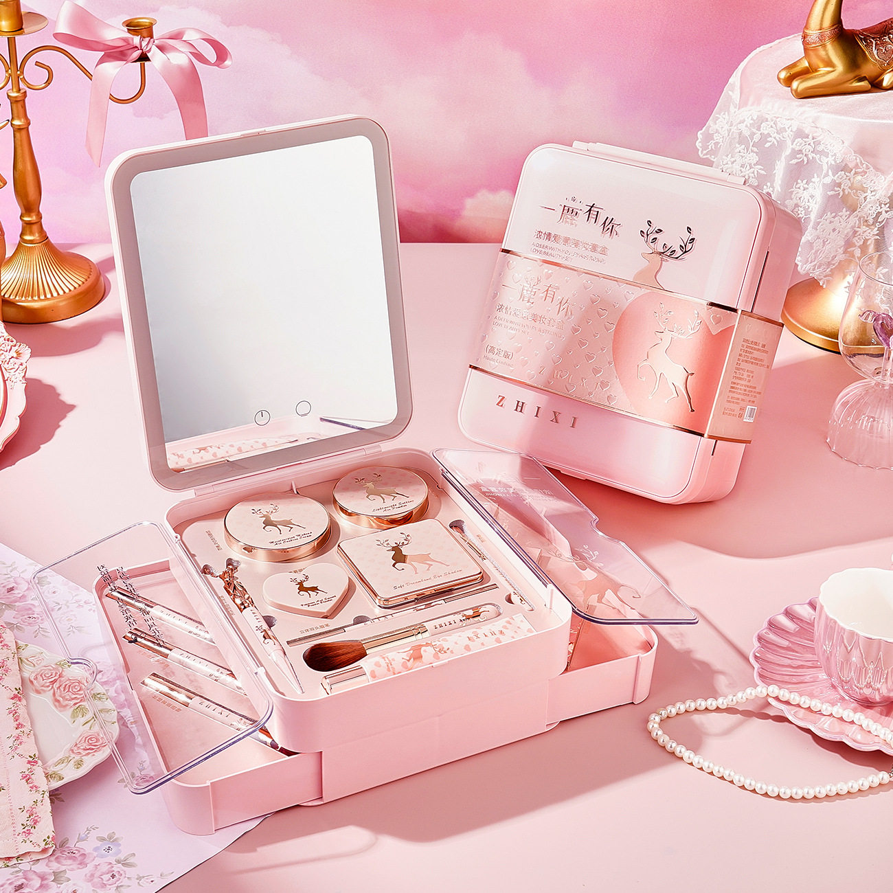 知汐一鹿相伴浓情爱意彩妆套装情人节生日礼物口红眼影化妆品套盒