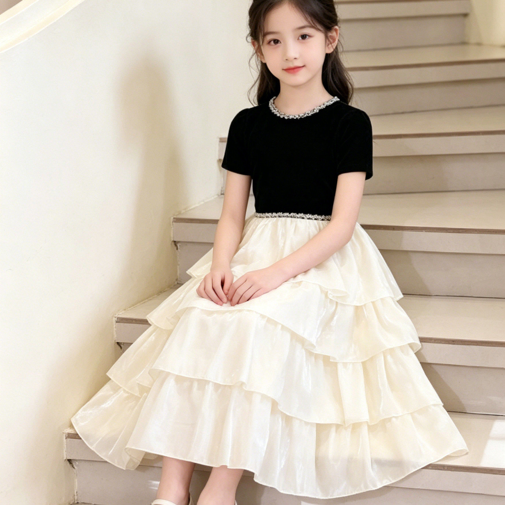 女童礼服公主裙钢琴演奏演出服绝美小女孩生日主持人高端夏季新款