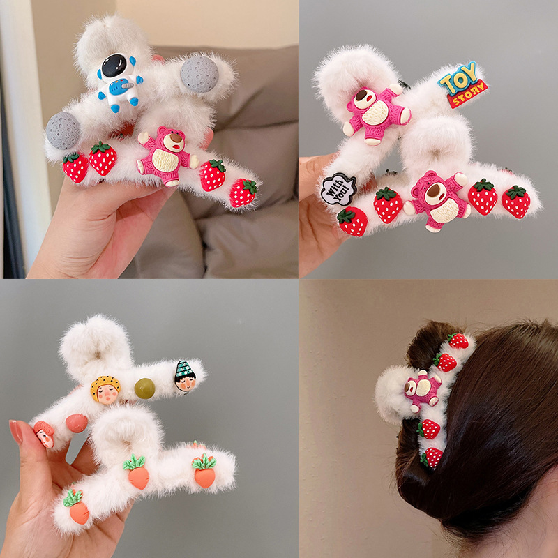 秋冬毛绒发爪卡通毛毛抓夹可爱