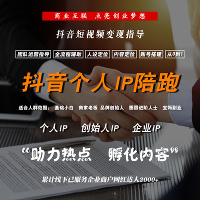 抖音个人ip打造全案陪跑运营指导服务人设搭建起号方案dy4对1咨询