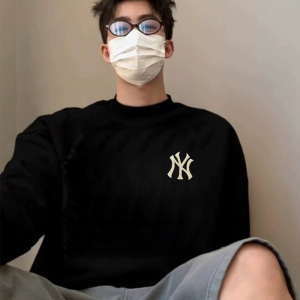港版MLB YANKEES秋冬季男女潮牌NY刺绣加绒休闲圆领卫衣情侣20158