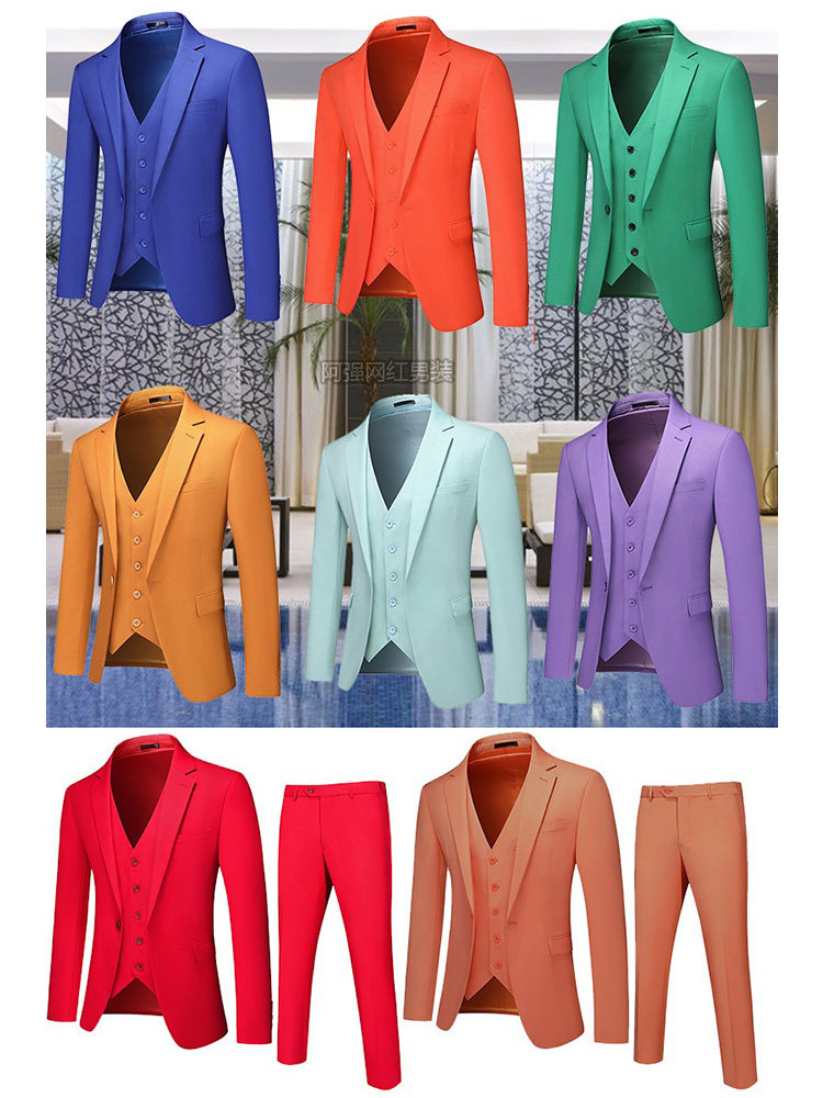 WEDDING SUITS MENS SUITS GROOMSMENS PERFORMANCES ONE BUTTON IS DECORATING THE BODY CASUAL SUITS THREE-PIECE SUITS TRENDS