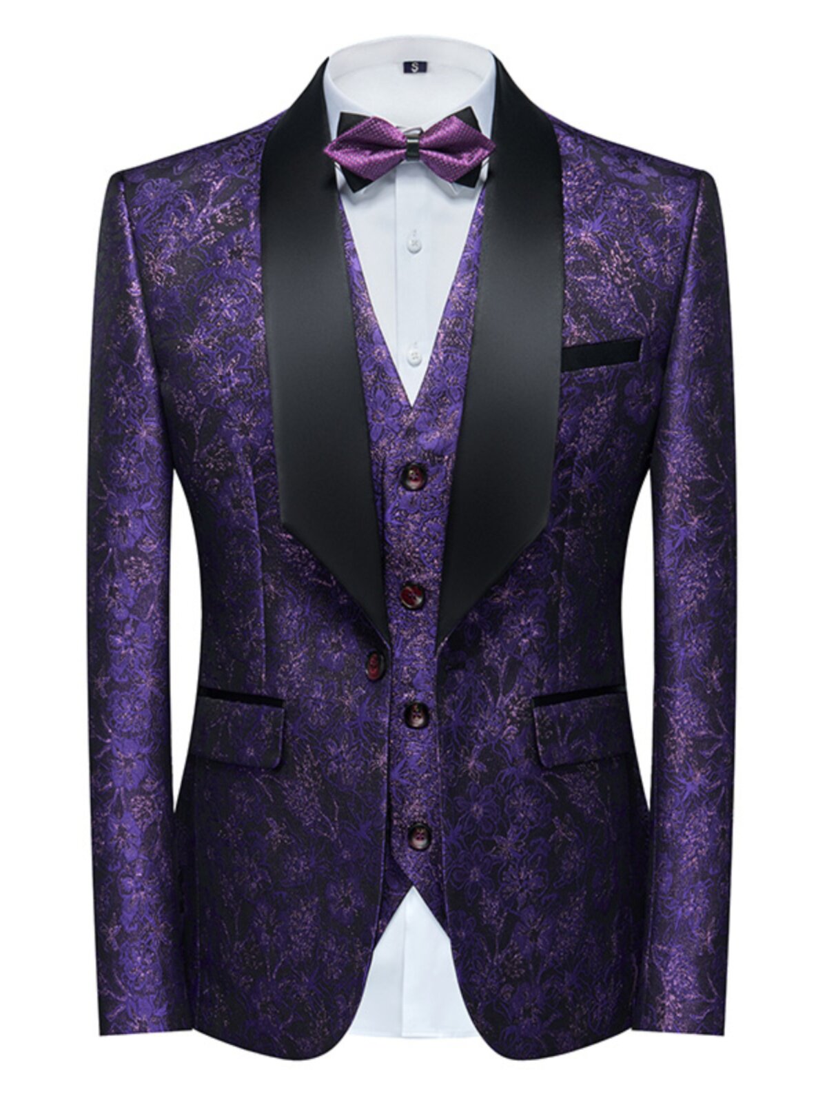 MENS SUIT SUIT PATTERN PERSONALITY TRENDY BRAND FASHION EUROPEAN AND AMERICAN FLORAL SLIM KOREAN VERSION OF THE HANDSOME SUIT THREE-PIECE SUIT