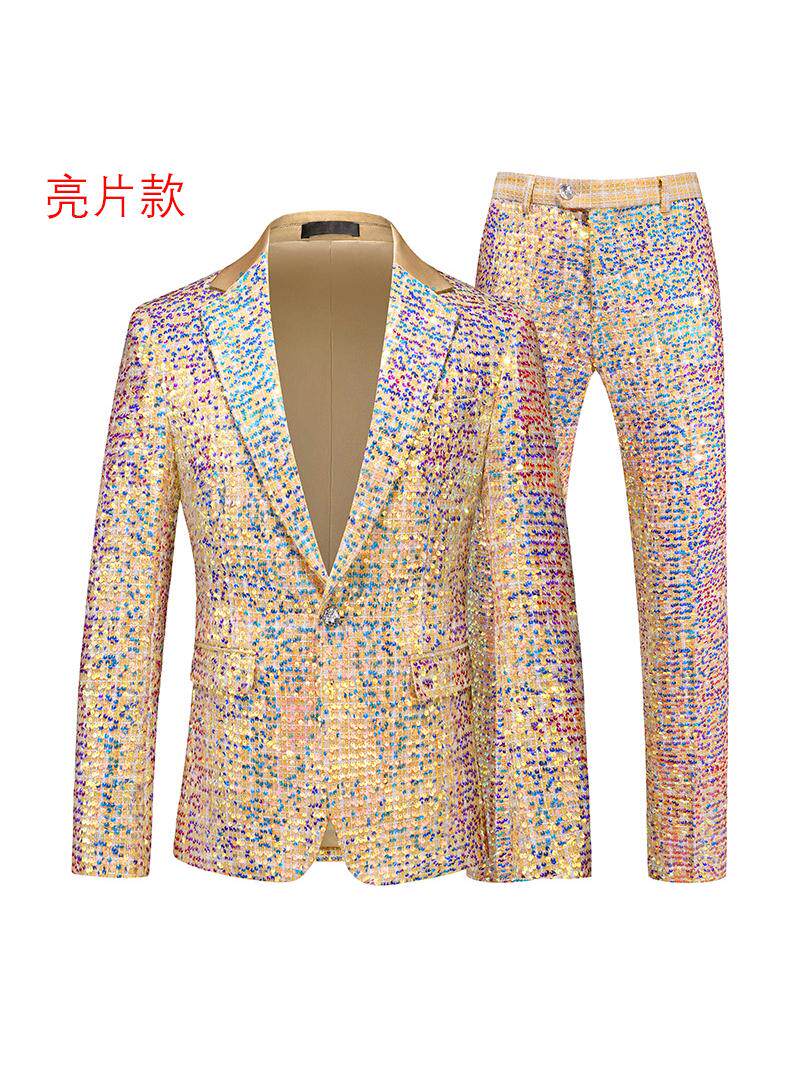MENS SUIT SUIT PATTERN PERSONALITY TRENDY BRAND FASHION EUROPEAN AND AMERICAN FLORAL SLIM KOREAN VERSION OF THE HANDSOME SUIT THREE-PIECE SUIT