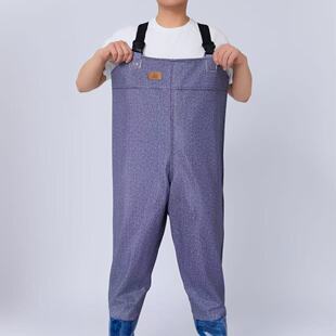 渔王120丝牛仔背带下水裤防水一体连体防水衣服