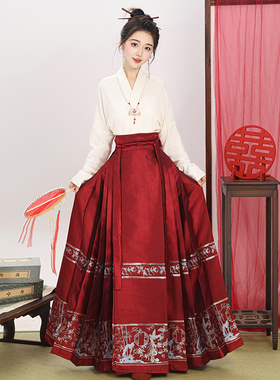 新款马面裙女套装婚服国风搭配上衣黑红色织金妆花中式汉服敬酒服