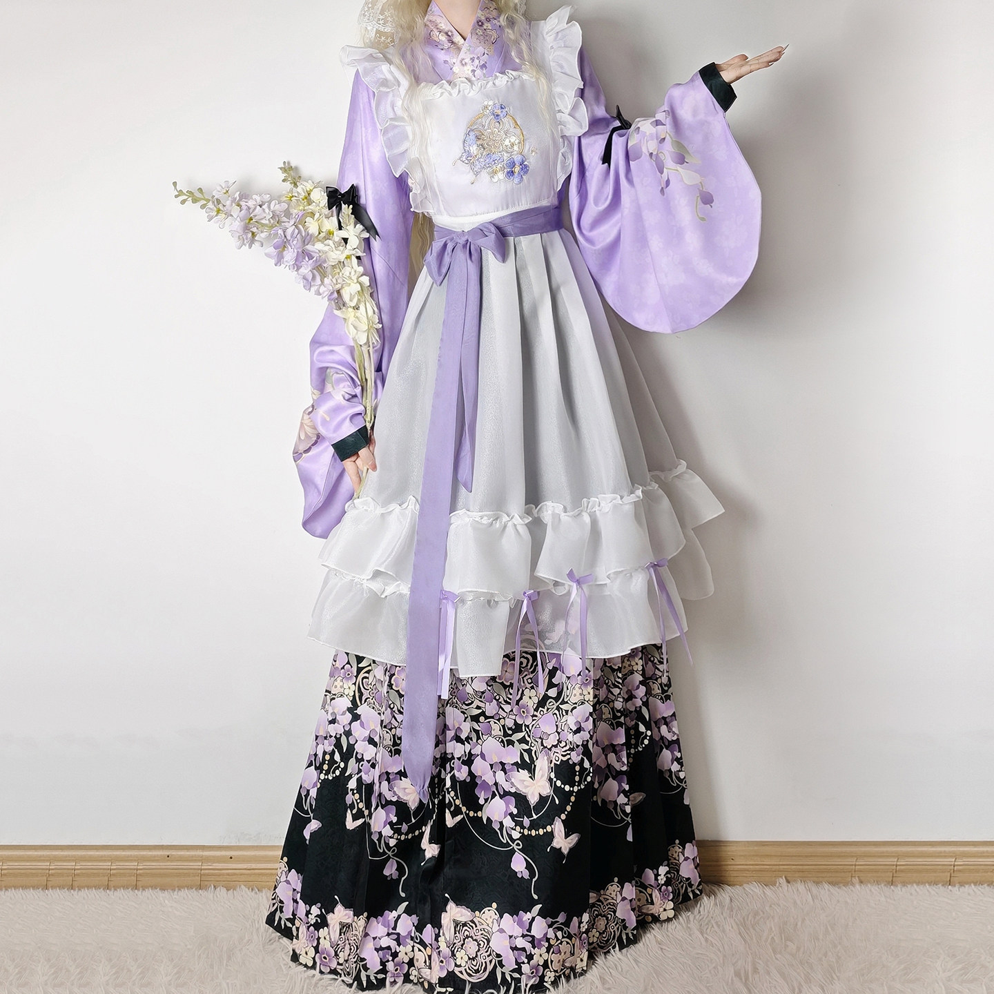 汉服女明制交领琵琶袖洛丽塔罩裙马面裙汉洋折衷套装日常可穿春夏图片