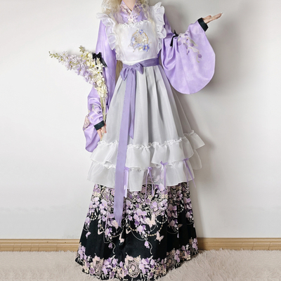 汉服女明制交领琵琶袖洛丽塔罩裙马面裙汉洋折衷套装日常可穿春夏