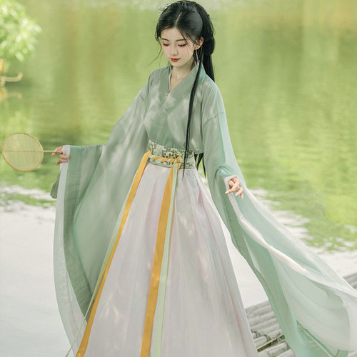 改良汉服女古装大袖襦齐腰裙夏季
