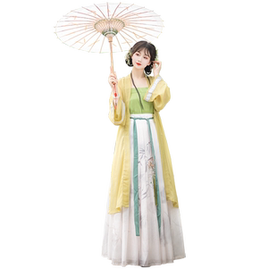 原创宋制汉服女古装对襟长褙子齐腰下裙仙气飘逸古风改良日常春夏