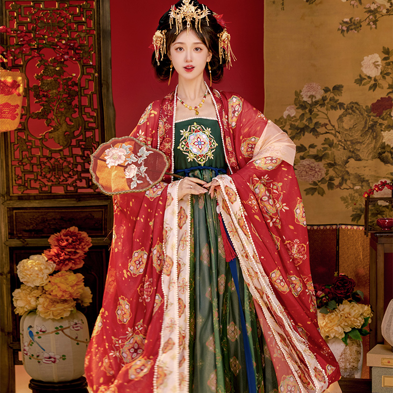 原创唐制汉服女成人诃子裙仙气古装大袖衫中国风改良日常款春夏季