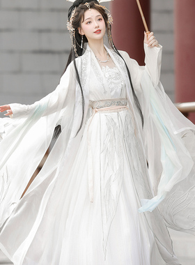 宋制绝美汉服女古装仙气飘飘白色大袖衫齐腰襦裙武侠风日常春秋季
