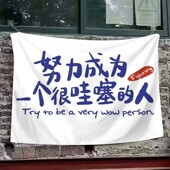 努力成为很哇塞 饰励志文字挂布定制 人文化背景布卧室宿舍墙面装