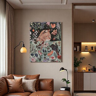 治愈小猫韩系油画手工diy客厅装饰画高级感挂毯画居家巨幅落地画