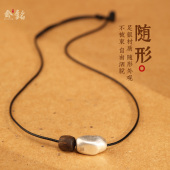 新款 999足银随行转运珠天然沉香黑绳项链女纯银编织锁骨链设计感